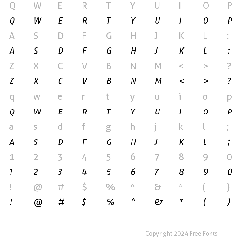 Character Map of FagoNoLf Caps Italic