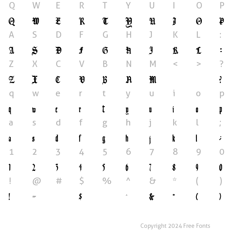 Character Map of Fains Bold