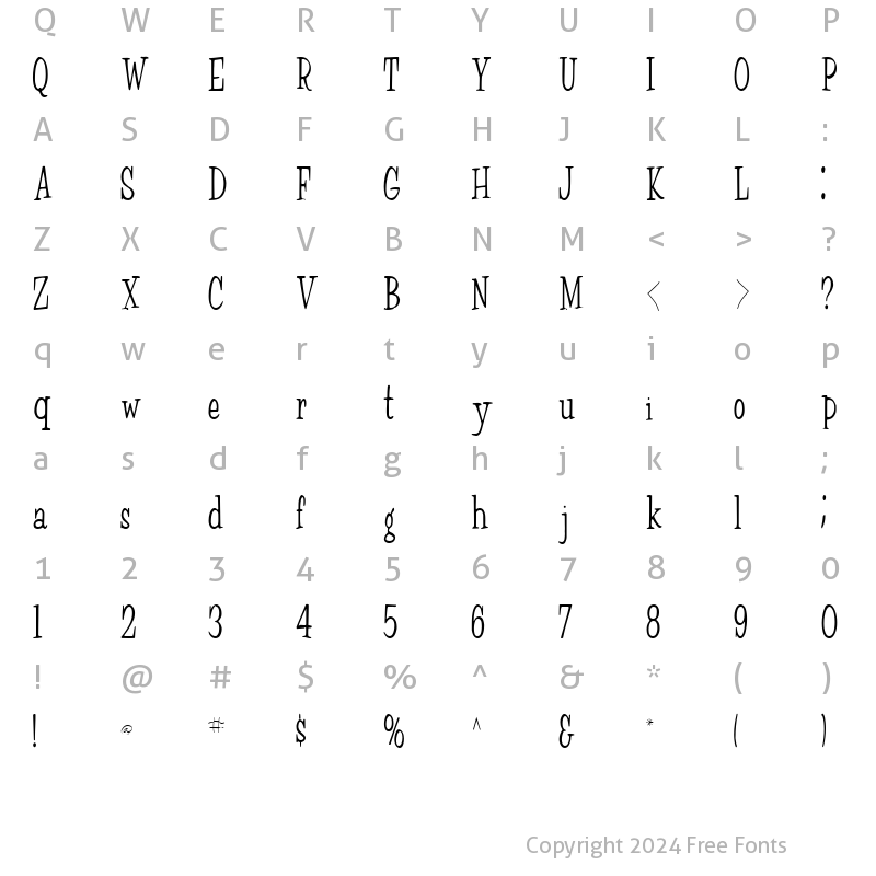 Character Map of Fair Weather ttstd Regular