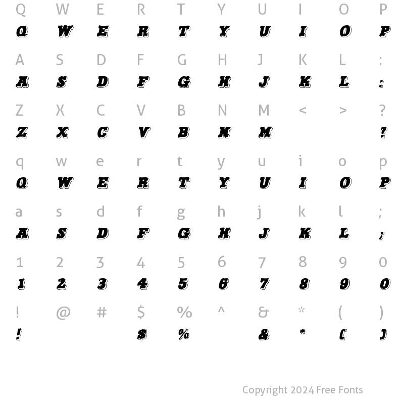 Character Map of Fairbanks Italic