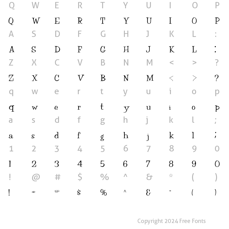 Character Map of FairChild85 ttext Regular