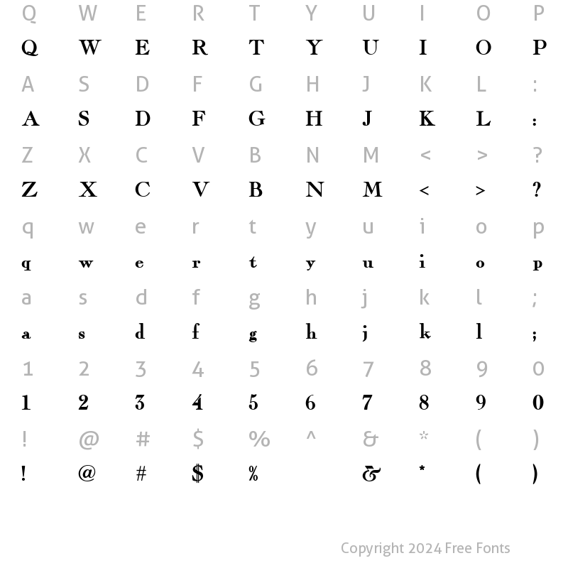 Character Map of Fairfax Station NF Regular