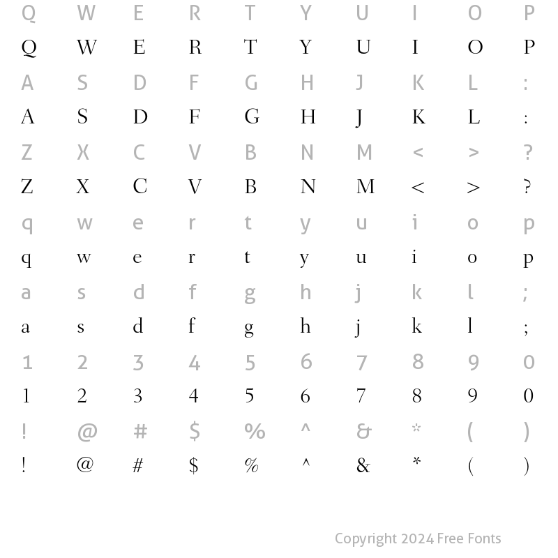 Character Map of Fairfield LH 45 Light Regular