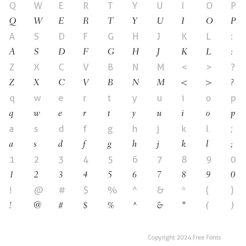 Character Map of Fairfield LH 46 Light Italic