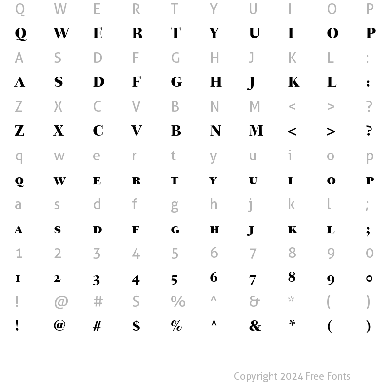 Character Map of Fairfield LH HeavySC Regular