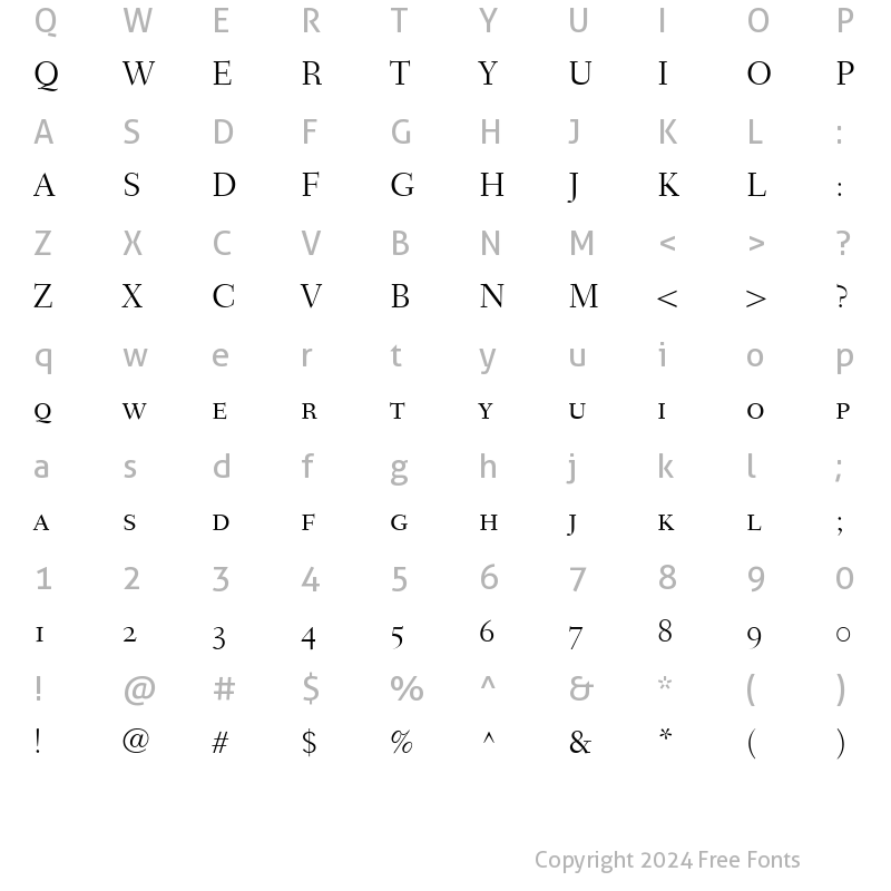 Character Map of Fairfield LH LightSC Regular