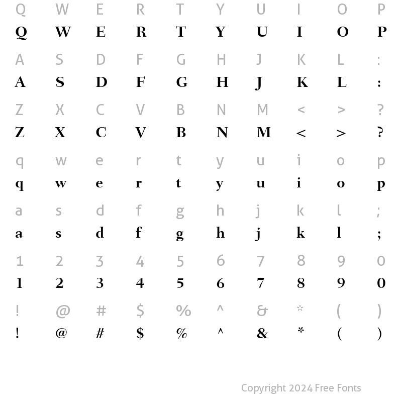 Character Map of Fairfield LT Medium Bold