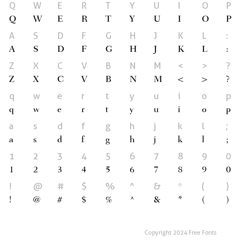 Character Map of Fairfield LT Medium Regular