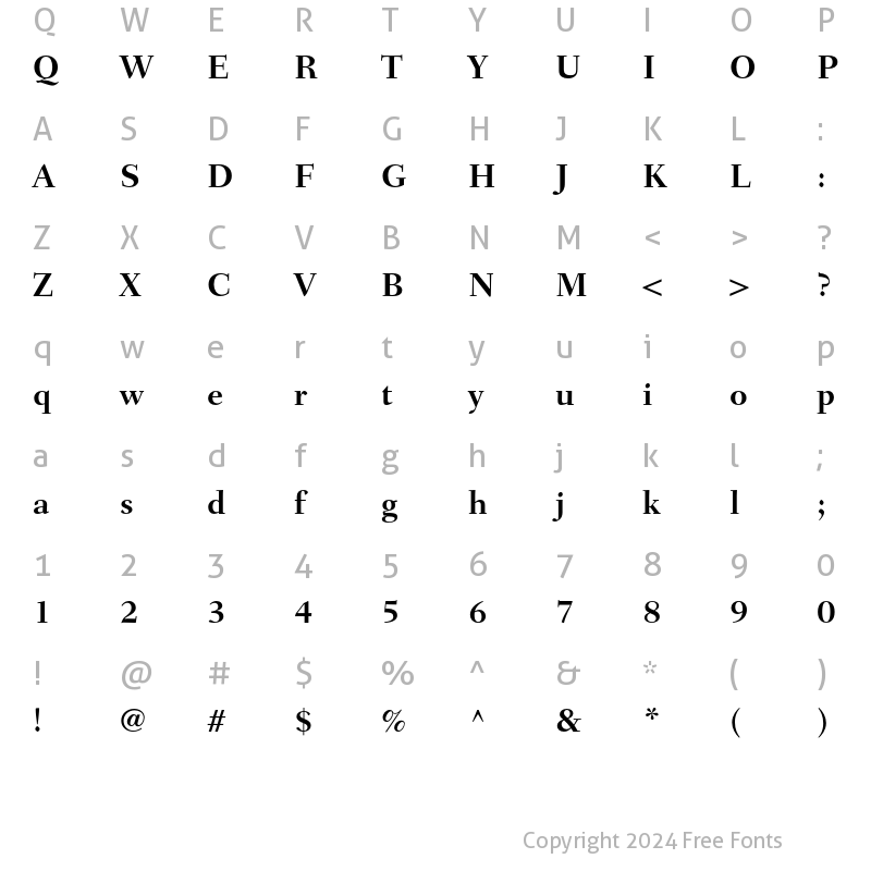 Character Map of Fairfield LT Std 75 Bold