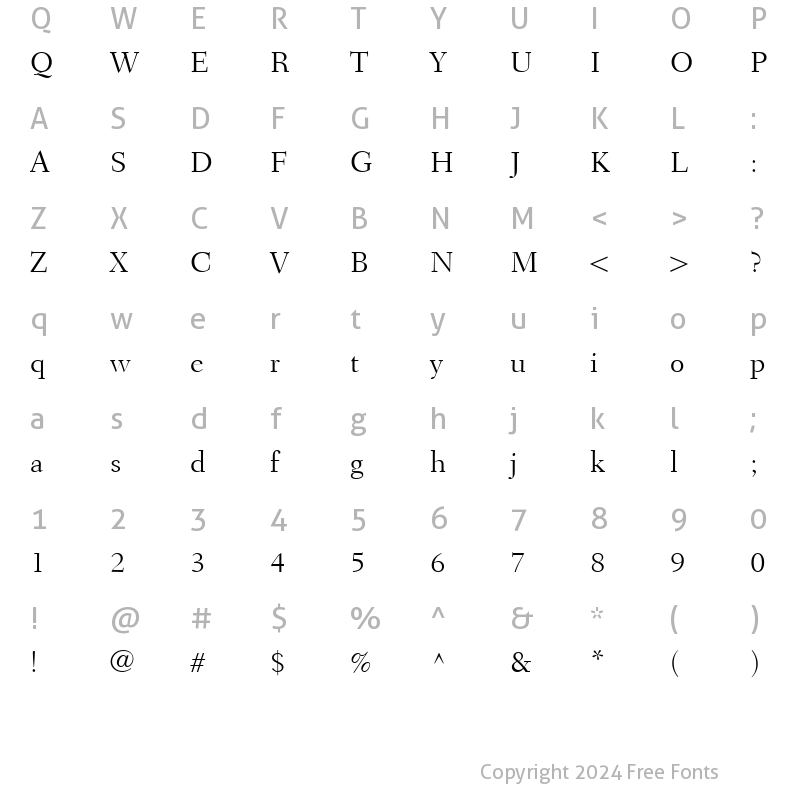 Character Map of FairfieldLH45-Light Light