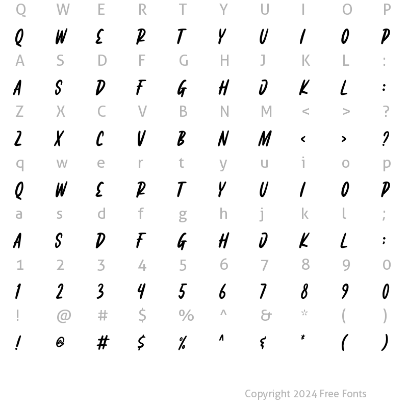 Character Map of Fairgrid Urban Regular