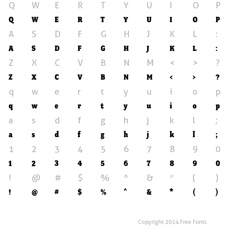 Character Map of FairplexNarrow Regular