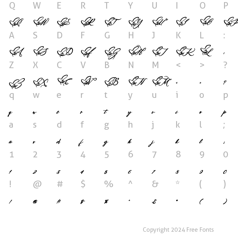 Character Map of Faithe Bold Italic