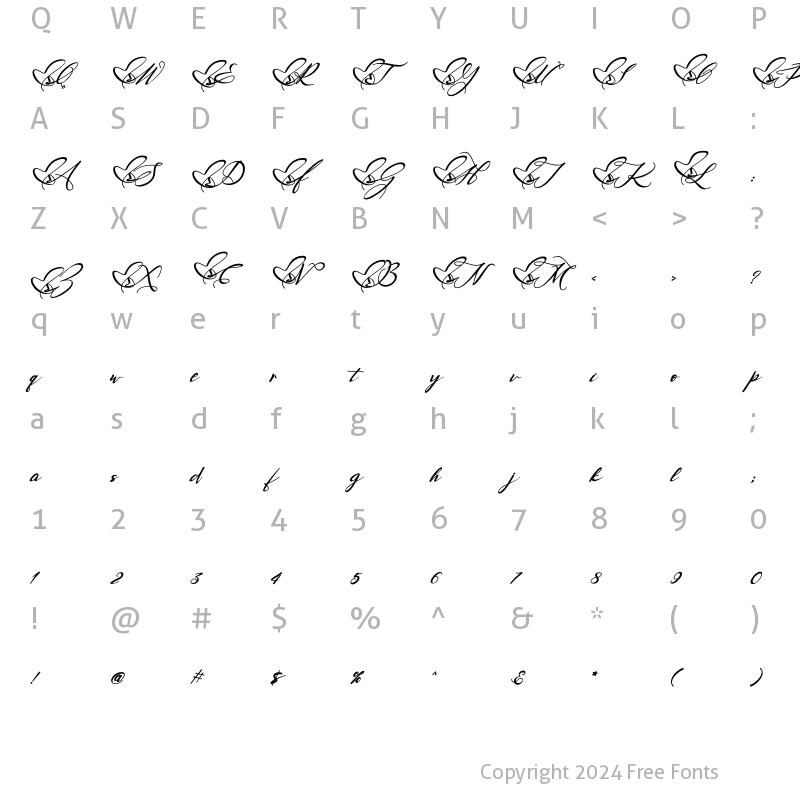 Character Map of Faithe Italic