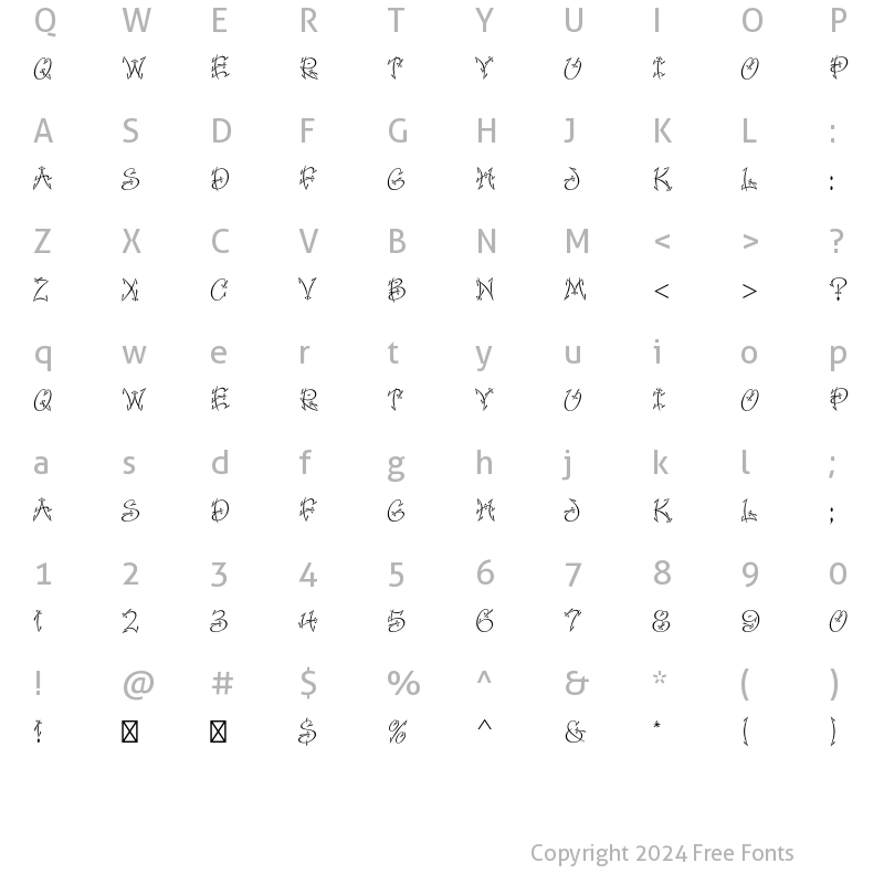 Character Map of Faithful Fly Std Regular