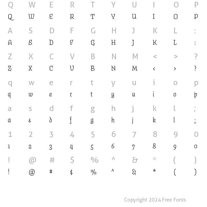 Character Map of Fakir Italic