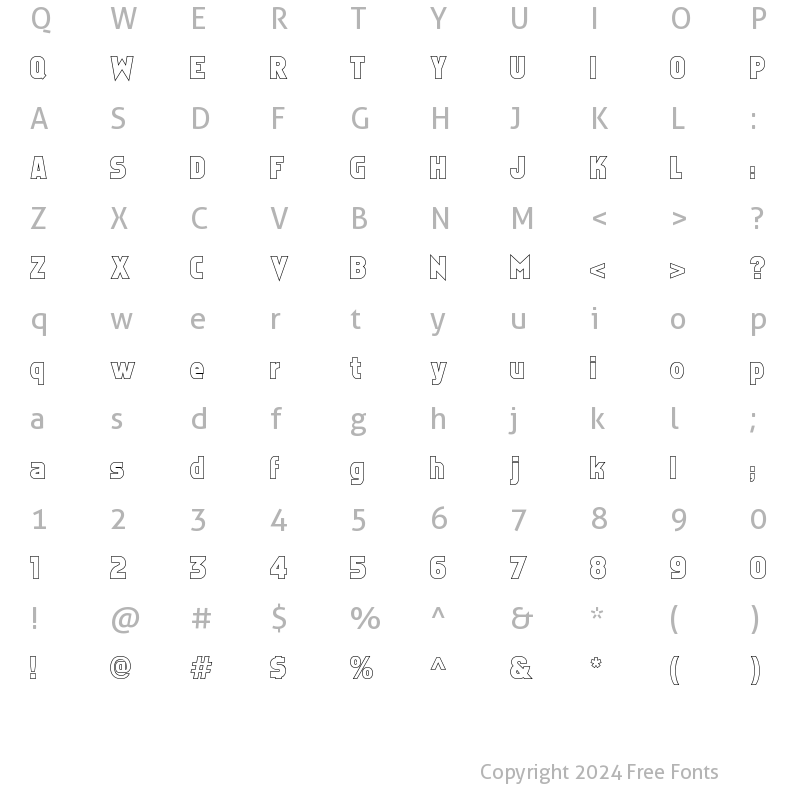 Character Map of Faktos Outline Regular