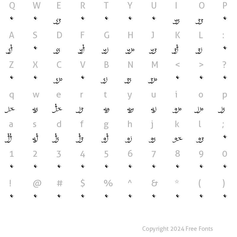 Character Map of FalafelRegularLigatur Regular