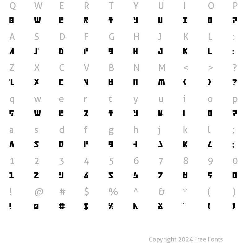 Character Map of Falconhead Condensed Condensed