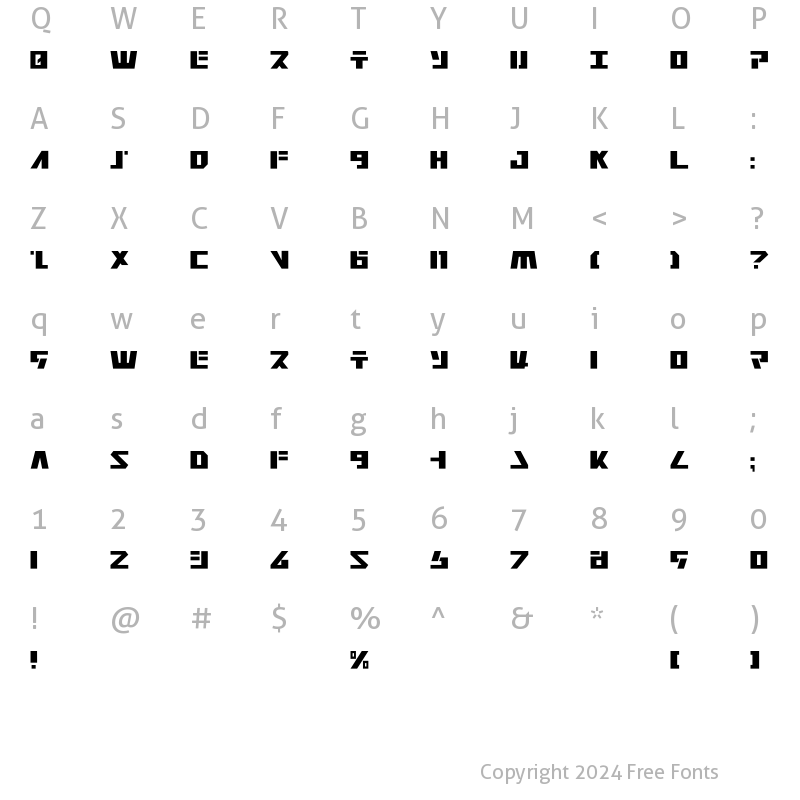 Character Map of Falconhead Regular