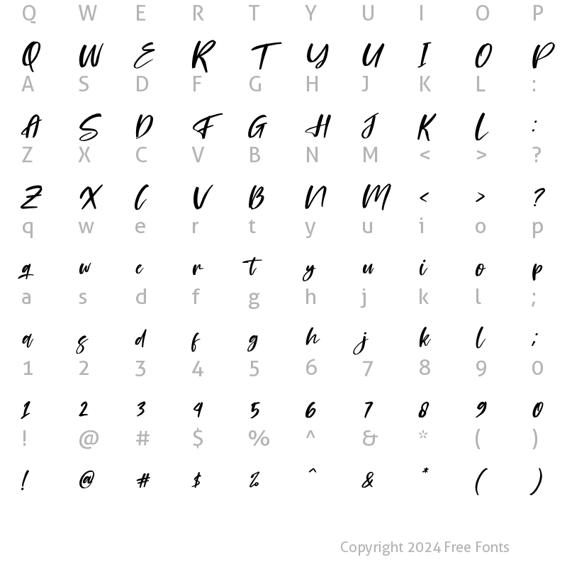 Character Map of Falinlove Italic