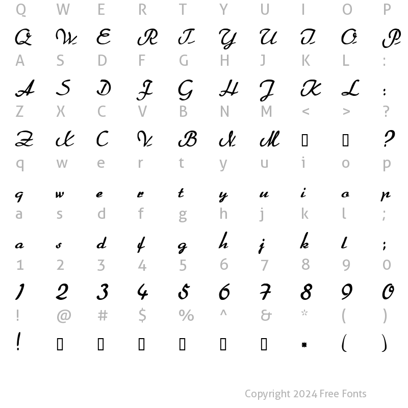 Character Map of FalironScriptSSK Bold