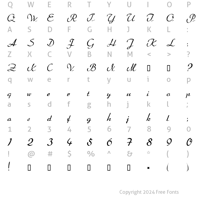 Character Map of FalironScriptSSK Regular