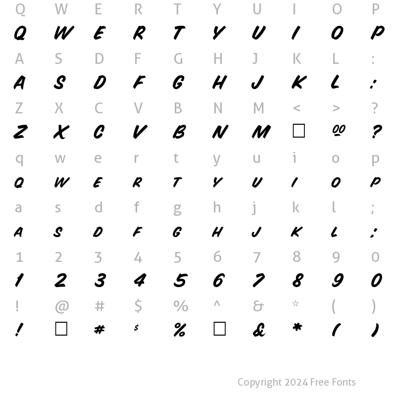 Character Map of Falkland Regular