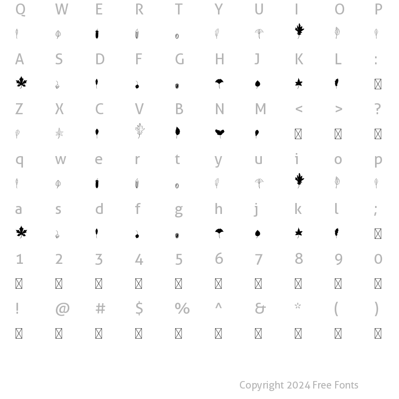 Character Map of FallingAutumnLeaves Dingbat