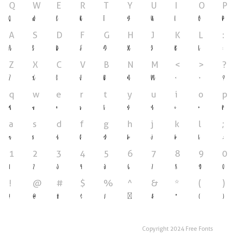 Character Map of FallingAutumnLeaves Script