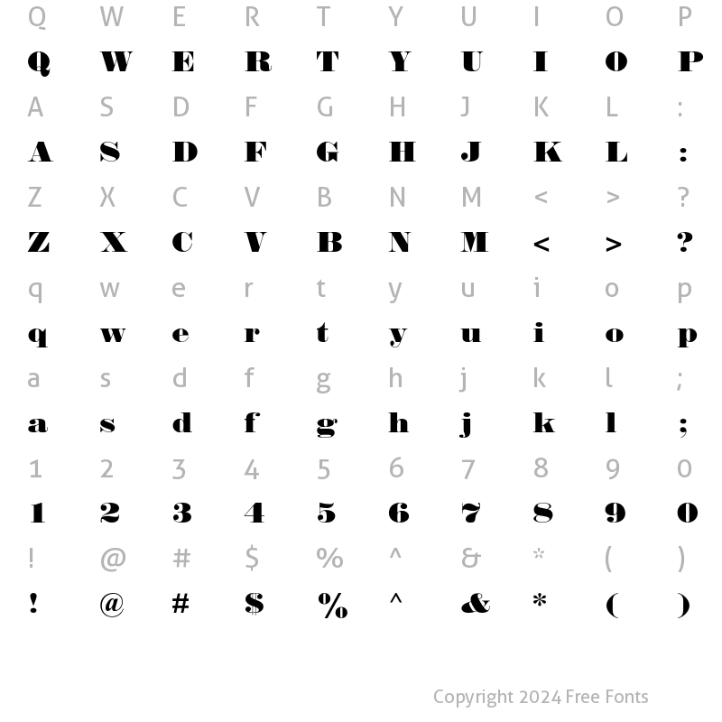 Character Map of Falstaff MT Regular