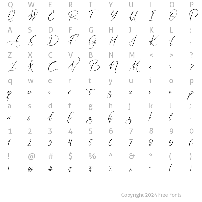 Character Map of Familior Regular