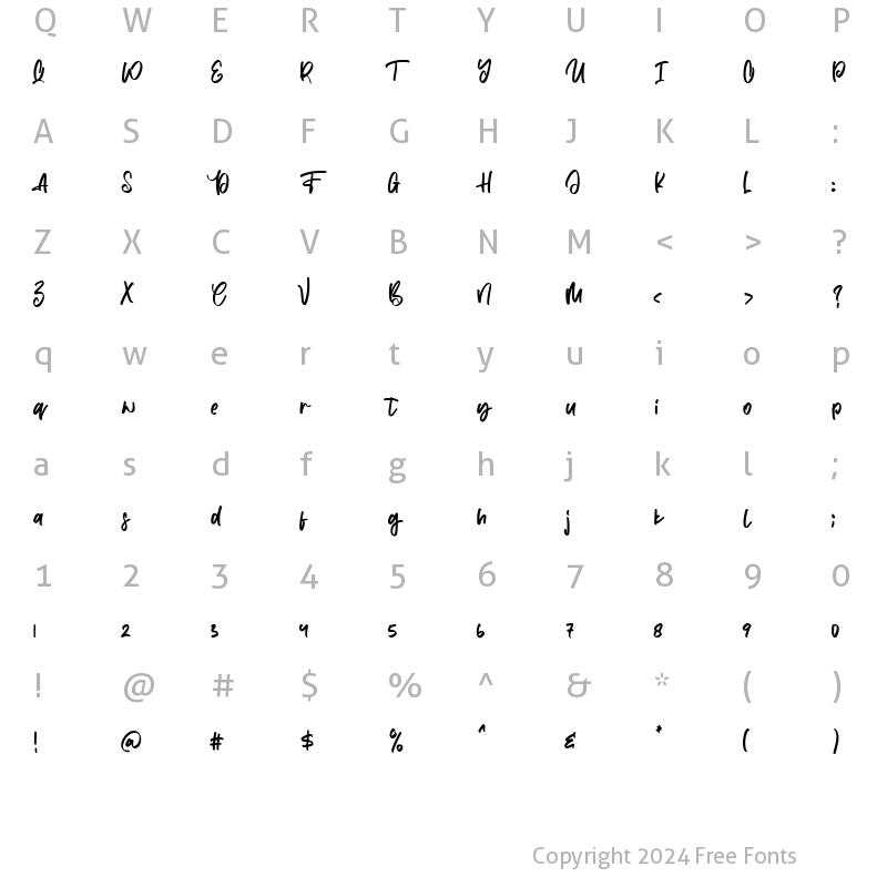 Character Map of Famillya Regular