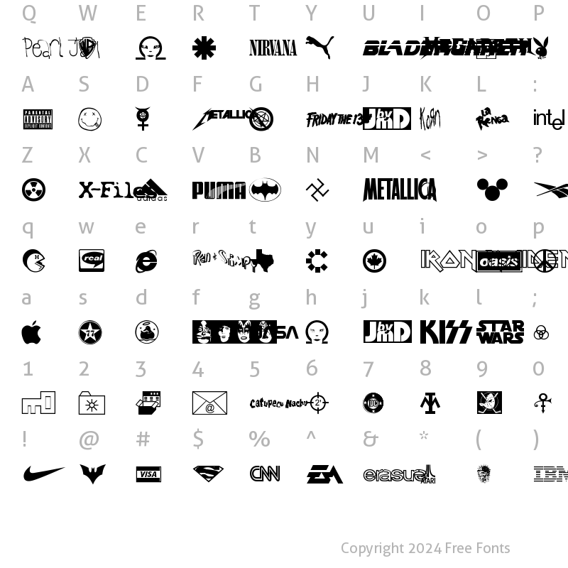 Character Map of Famous Logos Regular