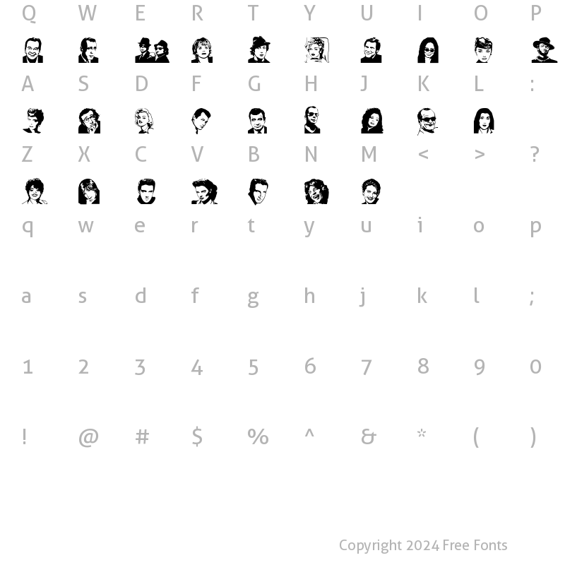 Character Map of FamousFolks Regular