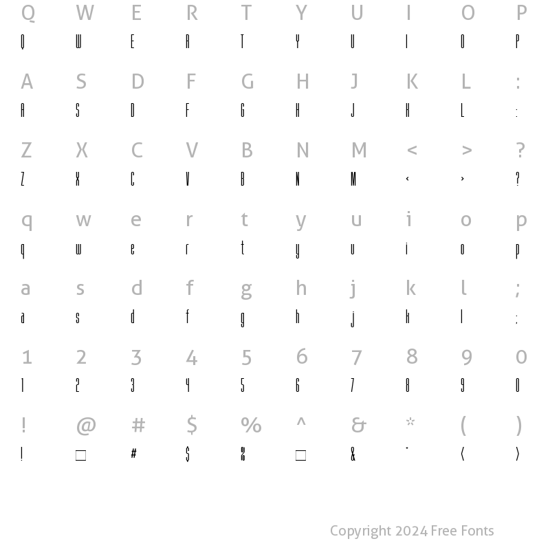 Character Map of Fanatique Regular