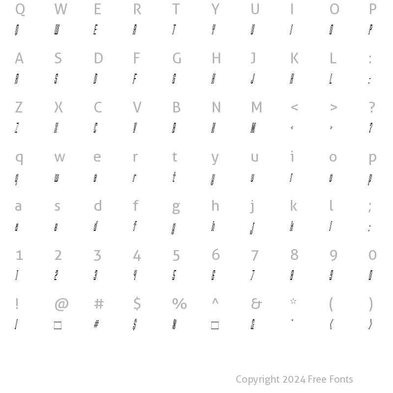 Character Map of FanatiqueInline-Oblique MediumItalic