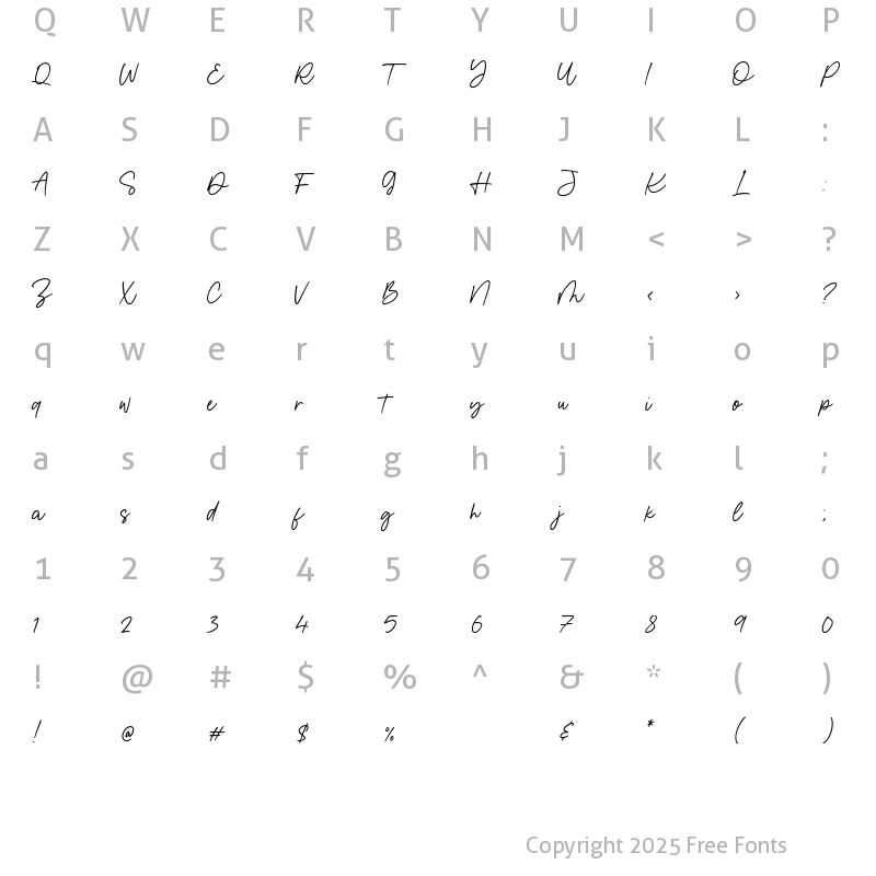 Character Map of Fancy Delight Regular