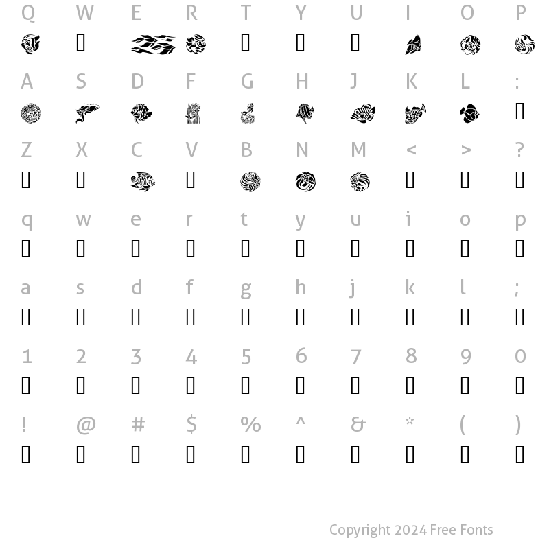 Character Map of Fancy Fish Regular