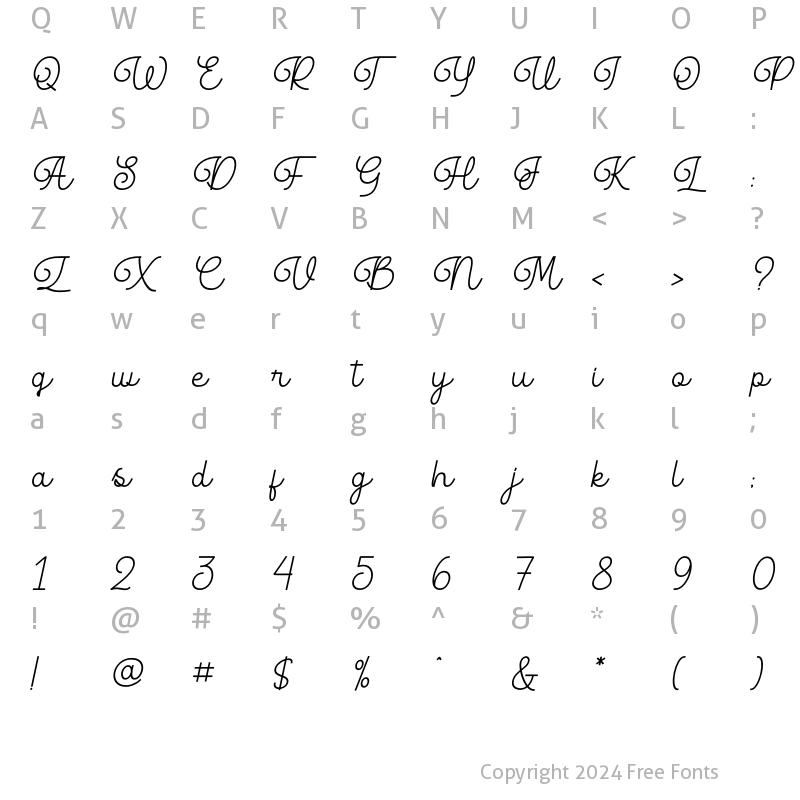 Character Map of Fancy Matter Regular