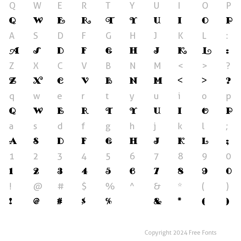 Character Map of Fancy Pants NF Regular