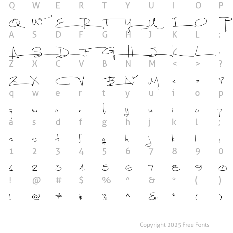 Character Map of Fancy Signature Extras