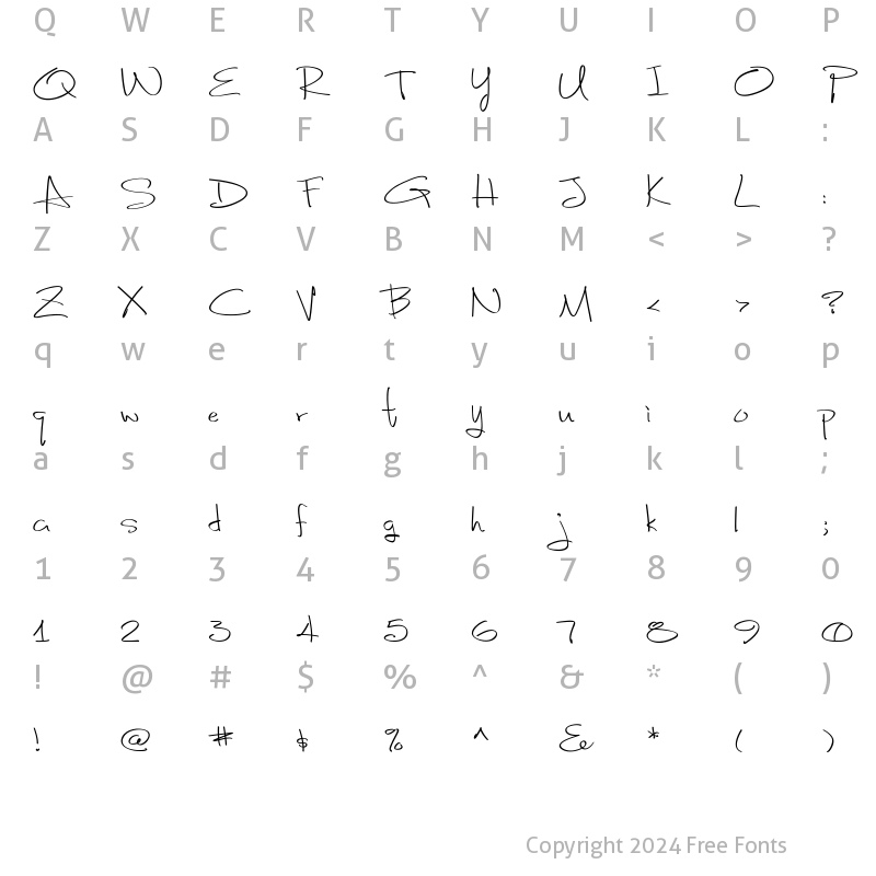 Character Map of Fancy Signature Regular