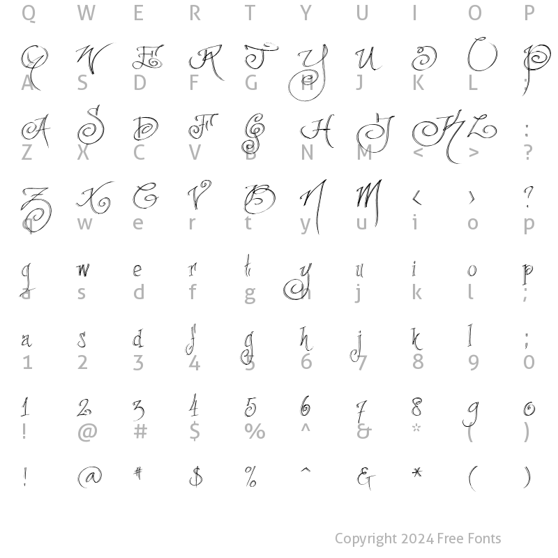 Character Map of fancyPens Regular