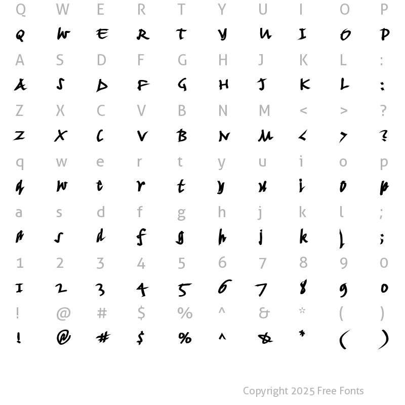 Character Map of FancyWriting-Mega Regular