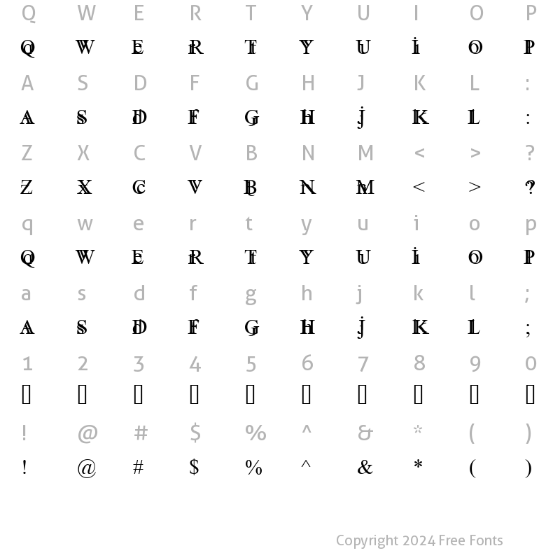 Character Map of Fane Serane Regular