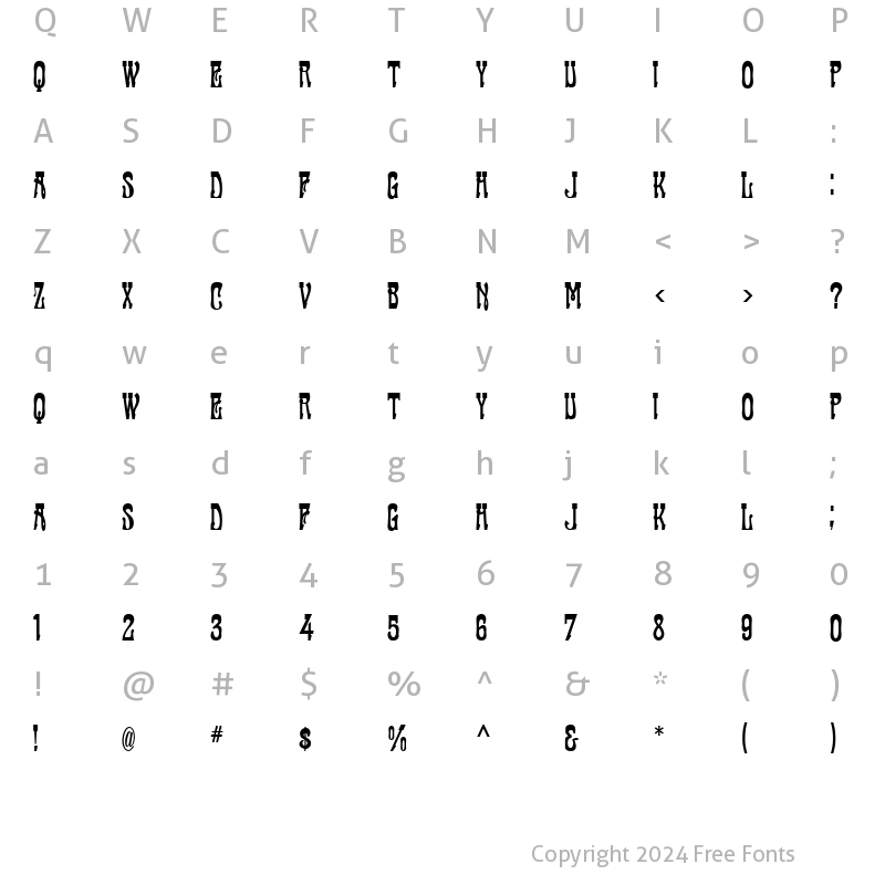 Character Map of Fanfare MF Fancy