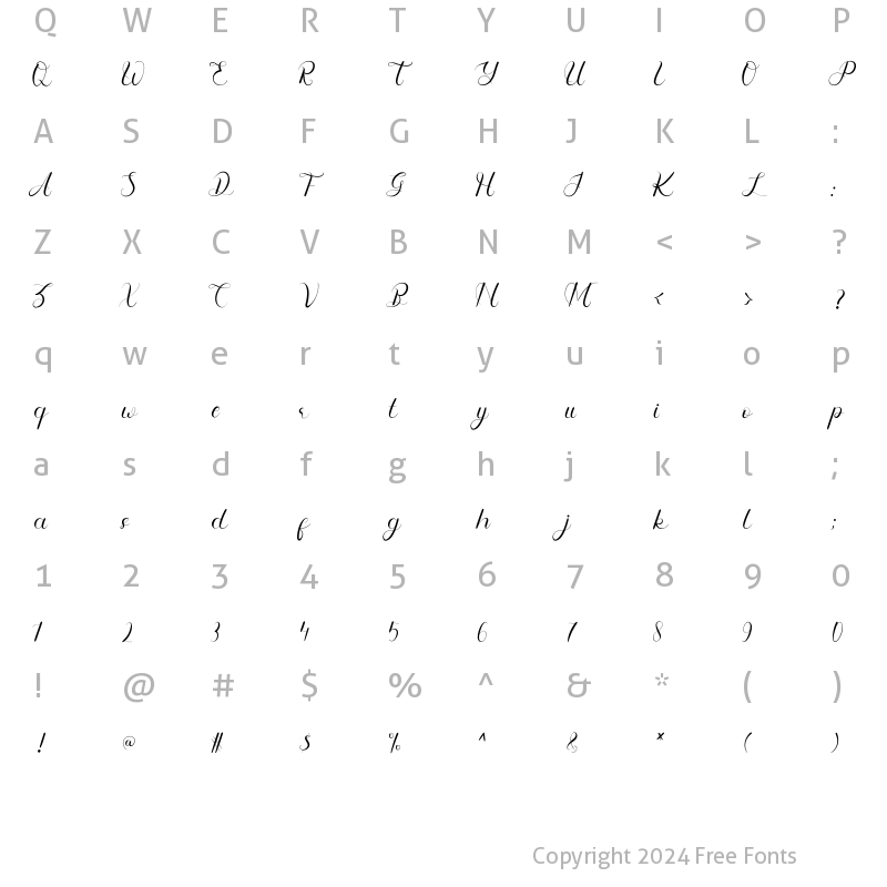 Character Map of Fangirliya Regular