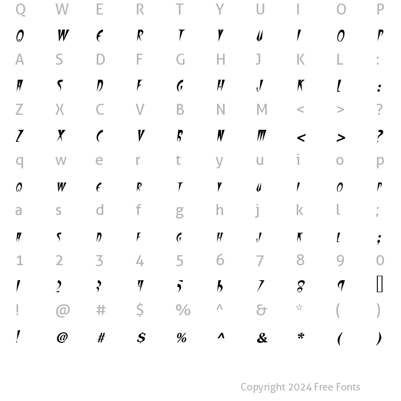 Character Map of FangsSCapsSSK Italic