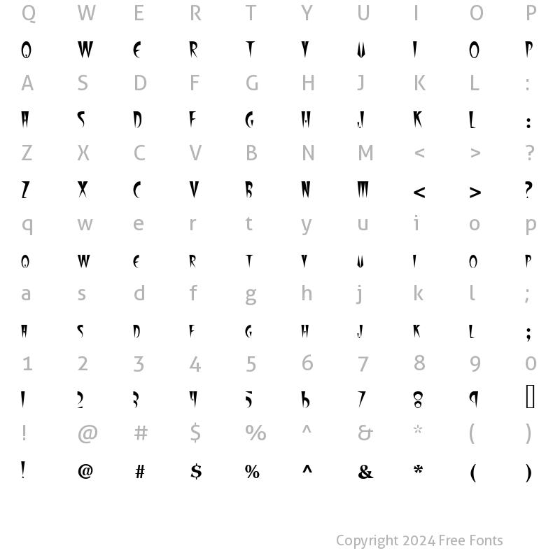 Character Map of FangsSCapsSSK Regular